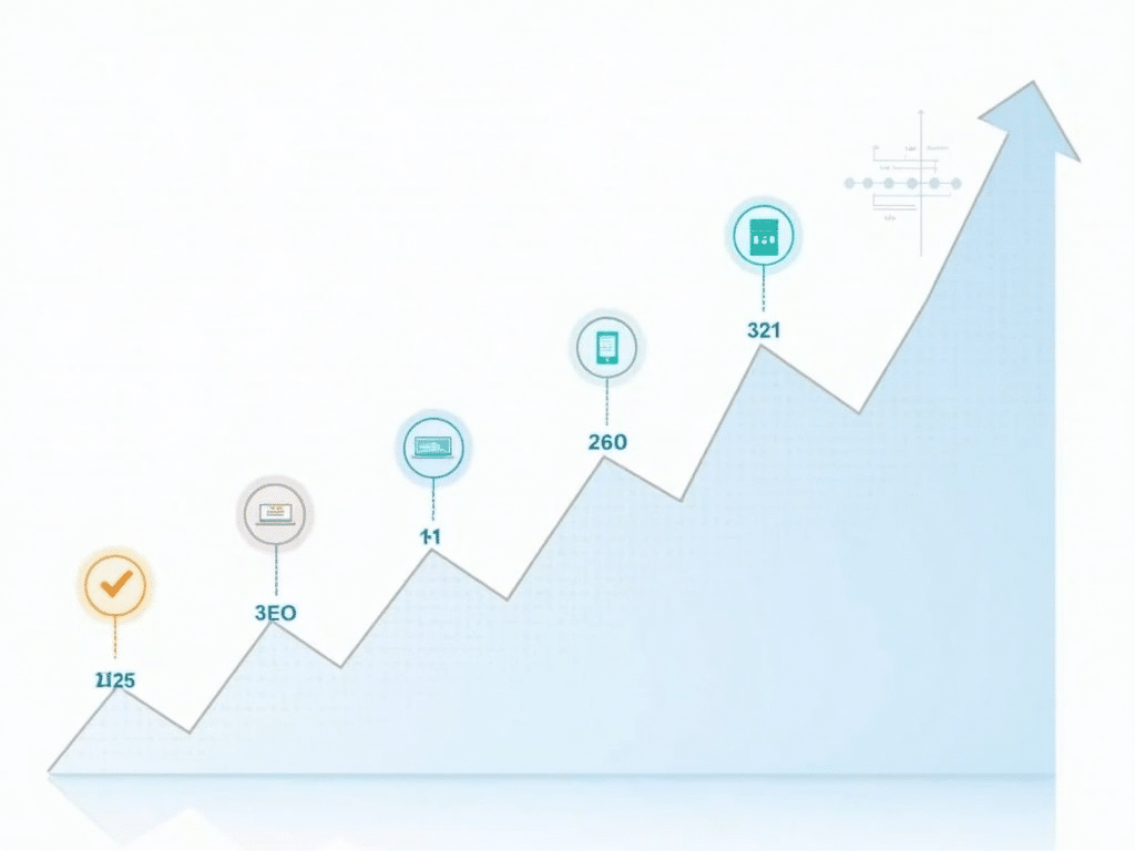 SEO timeline 2025 infographic showing how long SEO takes to work, monthly results, ranking factors, and optimization tips for faster search engine success